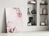 Pink Flower Pattern Glass Wall Art.