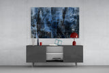 Blue Abstract Pattern Glass Wall Art.