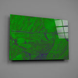 Green Abstract Pattern Glass Wall Art.