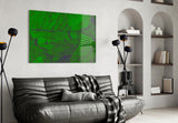 Green Abstract Pattern Glass Wall Art.