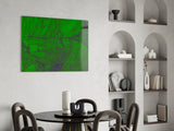 Green Abstract Pattern Glass Wall Art.