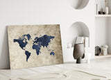 World Map Glass Wall Art.