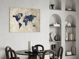 World Map Glass Wall Art.