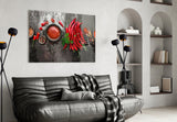 Red Peppers Glass Wall Art.