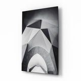 Faceted White Vault Ceiling Glass Wall Art - 72x46 cm