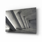Colonnes en Béton Inclinées Intérieur tableau en verre - 72x46 cm