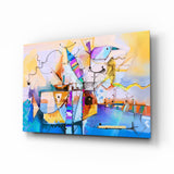 Barche a Vela nel Porto Cubista quadro in vetro - 72x46 cm