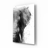 Cabeza de Elefante con Salpicaduras de Tinta cuadro de cristal - 72x46 cm