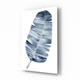 Indigo Watercolor Banana Leaf Glass Wall Art - 72x46 cm