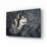 Nordic Husky Profile Glass Wall Art - 72x46 cm