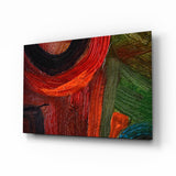 Red Green Oil Brushstroke Glass Wall Art - 72x46 cm