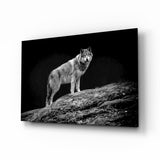 Lobo en Cresta Rocosa cuadro de cristal - 72x46 cm