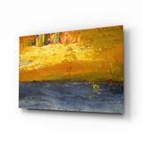 Golden Field Blue Horizon Glass Wall Art - 72x46 cm