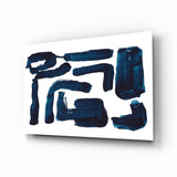 Tratti d'Inchiostro a Blocchi Indaco quadro in vetro - 72x46 cm