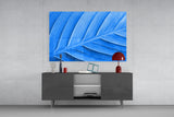 Blue Leaf Glass Wall Art.
