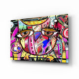 Abstract Owl Glass Wall Art - 72x46 cm