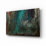 Teal Green Moody Abstract Glass Wall Art - 72x46 cm