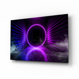 Violettes Neon-Ring-Tor Glasbild - 72x46 cm