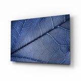 Macro Blue Leaf Glass Wall Art.
