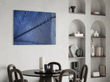 Macro Blue Leaf Glass Wall Art.