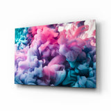 Pink and Teal Ink Cloud Billow Glass Wall Art - 72x46 cm