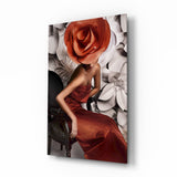 Flower Woman Glass Wall Art - 72x46 cm