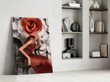 Flower Woman Glass Wall Art.