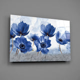 Blue Flowers Glass Wall Art.
