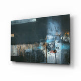 Bagliore Blu su Sfondo Scuro Texturizzato quadro in vetro - 72x46 cm