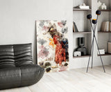 Tortoise Trainer Illustration Glass Wall Art.