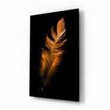 Copper Feather Glass Wall Art - 72x46 cm