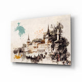 Tableau en verre Illustration de tour - 72x46 cm