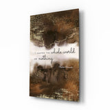 Bronze Cracked Ink Whole World Quote Glass Wall Art - 72x46 cm