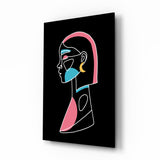 Profilgesicht mit Rosa Haar Glasbild - 72x46 cm