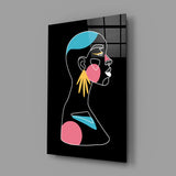 Abstract Colorful Portrait Glass Wall Art.