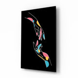 Tableau en verre Mains colorées abstraites - 72x46 cm