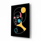 Femme au Chignon Lune Jaune tableau en verre - 72x46 cm