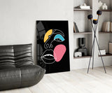 Abstract Colorful Face Glass Wall Art.