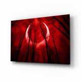 Cielo di Foresta Rossa Luna Crescente quadro in vetro - 72x46 cm