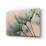 Green Dandelion Glass Wall Art.