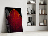 Red Leaf Glass Wall Art.