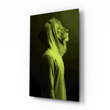 Grüner Löwenkopf Glasbild - 72x46 cm