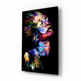 Profilo di Donna Pennellate Arcobaleno quadro in vetro - 72x46 cm
