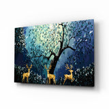 Goldene Hirsche Glasbild - 72x46 cm