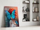 Butterfly Woman Glass Wall Art.