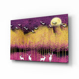 Arte della parete di vetro Uccelli e cervi