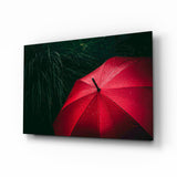 Parapluie rouge Impression sur verre
