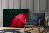 Red Umbrella Glass Wall Art.