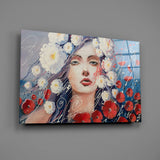 Women and Flowers Glass Wall Art.