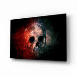 Rot Glühender Grunge-Totenkopf Glasbild - 72x46 cm